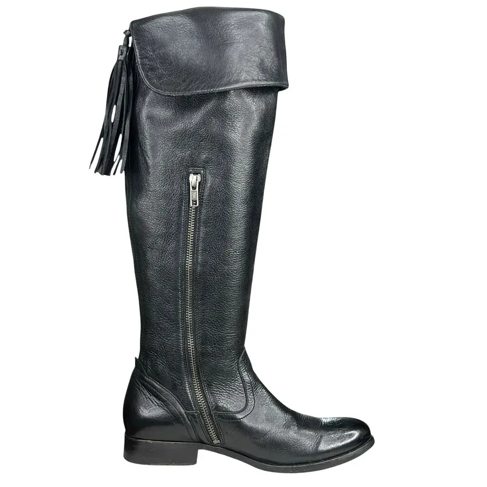Frye Women’s Shirley Black Leather Over The Knee Riding Boot Size US 7.5